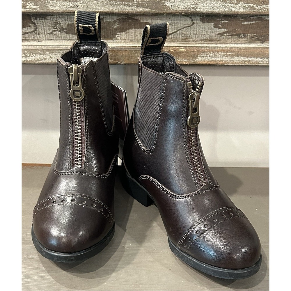 Dublin Kids Foundation Zip Paddock Boots II Brown Leather Equestrian‎ Boot Sz 11